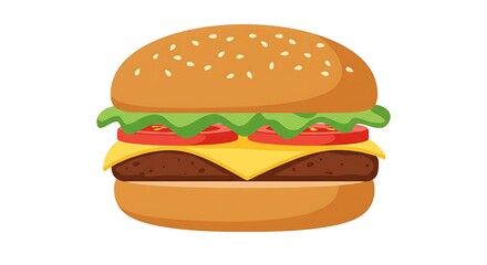 Juicy Cheeseburger Delicious Fast Food Illustration