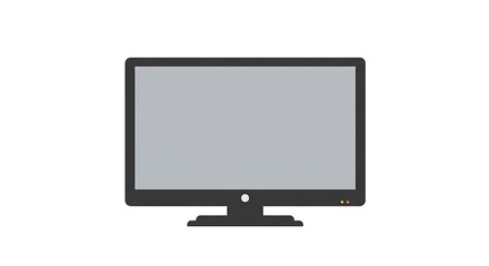 Fototapeta premium A flat style illustration of a modern widescreen television or computer monitor with a blank grey screen, isolated on white
