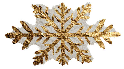 Simple gold rustic paper snowflake with a childlike cutout style on a white background