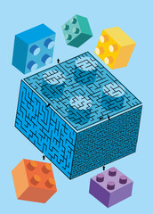 cube puzzle pieces maze children lego © Viktoria
