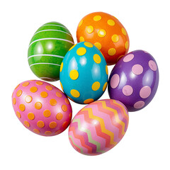 Obraz premium Festive collection of colorful easter eggs against a simple dark background scene