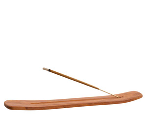 Burning Agarwood Stick with Smoke Trail, isolated on a transparent background.