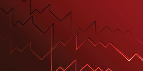Abstract graphic design featuring layered, repeating, triangular shapes in a deep red gradient.