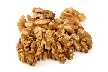 Obraz premium Walnut Kernels Pile, Isolated on White Background
