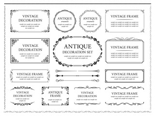 vintage frame set 10_black／モノクロのビンテージフレームとあしらい飾りのセット