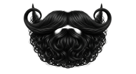 Black curly mustache beard isolated on white background



