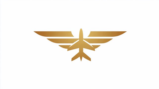 Elegant gold airplane logo with stylized wings, representing flight and freedom
