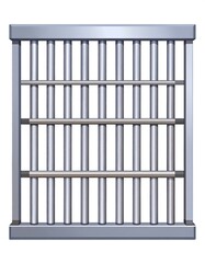 Metal grid, bars, prison-like structure, isolated on white