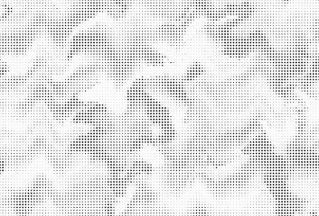 Grunge halftone gradient background. Faded grit noise texture. White and black dotted wallpaper. Retro pixelated wavy effect backdrop. Anime or manga style comic overlay. Vector illustration.