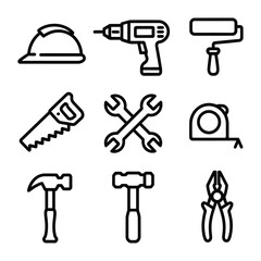 Fototapeta premium Construction tools safety equipment and hardware hard hat