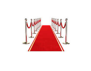 Luxury red carpet on white background