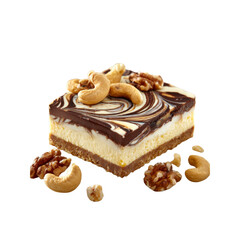 Delicious Swirled Cheesecake Bar Topped with Cashews and Walnuts