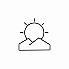 sun behind mountains icon sign vector