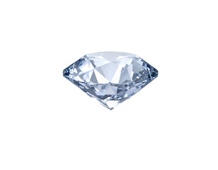 A sparkling, clear, brilliant diamond gem shines brightly on a white background