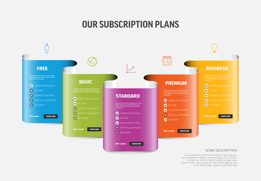 Colorful Subscription Plans Comparison Chart