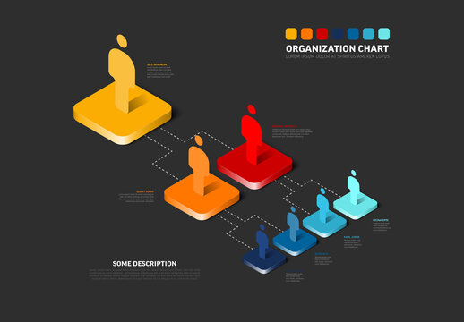 Colorful Hierarchical Organization Chart on Dark Background