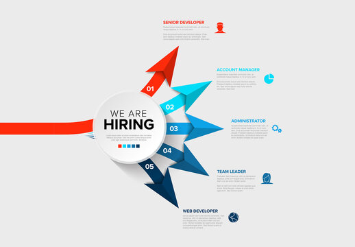 We Are Hiring Infographic template with Job Roles and Positions