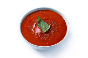 Homemade Tomato Soup in bowl with Basil