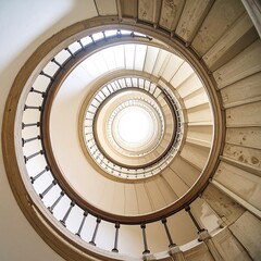 Fototapeta premium Spiral staircase in a light-filled building
