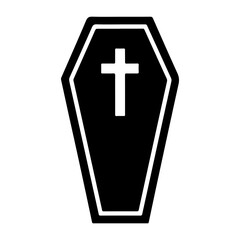 Obraz premium Creepy Coffin Halloween Vector Icon silhouette with white background