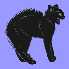 angry cat silhouette vector design for halloween day eps 2
