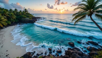 Tropical Paradise Beach at Sunset