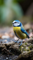 Obraz premium Blaumeise in natürlicher Umgebung natürliches Licht