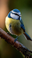 Fototapeta premium Blaumeise in natürlicher Umgebung natürliches Licht