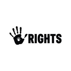 Human rights symbol open handprint with rights text social justice concept