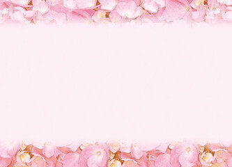 Watercolor Pink Hydrangea Frame with Blank Text Space
