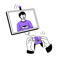 Hand drawn illustration showing gaming technology 
