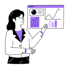 A hand drawn illustration showing a person doing data analysis 
