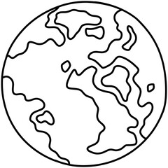 Hand drawn earth cartoon illustration outline 