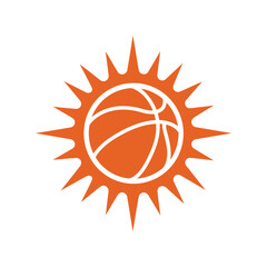 Basketball sun burst emblem vector graphic sports icon athletic design element