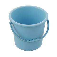 Sturdy blue plastic bucket with a comfortable handle, perfect for household chores, gardening, or industrial use, offering reliable containment and portability.