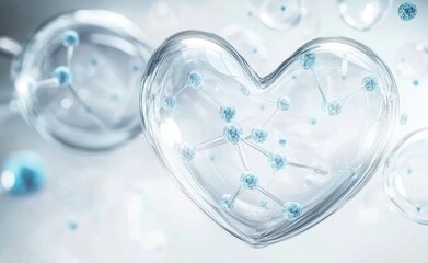 Transparent Heart Molecular Structure: Medical Science Visualization