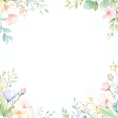 柔らかな水彩の花の縁取りフレーム