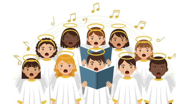 Joyful Angelic Chorus Performing Holiday Songs In Festive Celebration