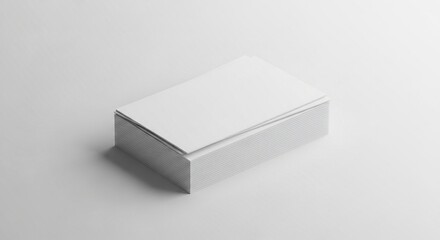 Fototapeta premium Clean minimalist studio shot of a white stack of blank business cards or identity cards with copy space for design mock-ups.