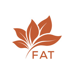 FAT Minimalist Leaf Logo Design with Text FAT, FAT Later Logo, Abstract Floral Logo for Natural Products
