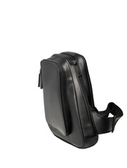 Naklejka premium Black leather shoulder bag isolated on transparent background