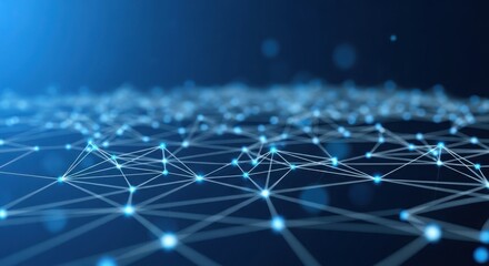 Obraz premium Ai generated image of abstract network of glowing blue nodes and lines on a dark background