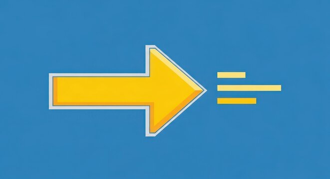 Ai generated image of yellow arrow pointing to the right on a blue background