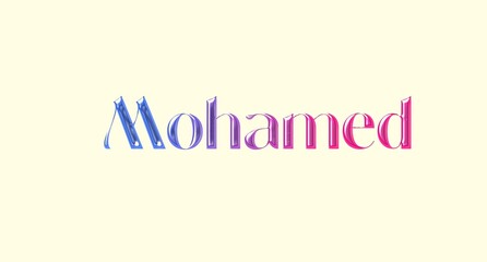 Mohamed name. Golden Name illustration. Colorful gradient graphic vector typography with removable background. 3D Separate european french name.