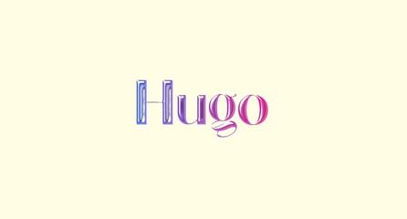 Hugo name. Golden Name illustration. Colorful gradient graphic vector typography with removable background. 3D Separate european french name.