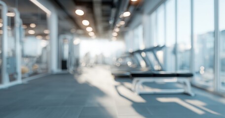 Obraz premium Blurry gym interior with sunlight
