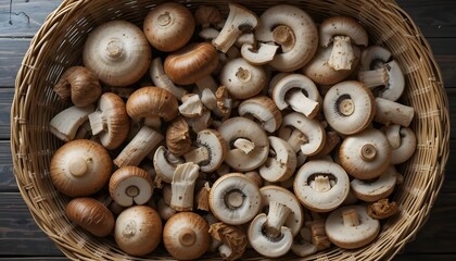 Basket of Fresh Mushrooms