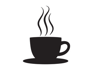 Simple silhouette of a coffee cup with steam rising in delicate swirls