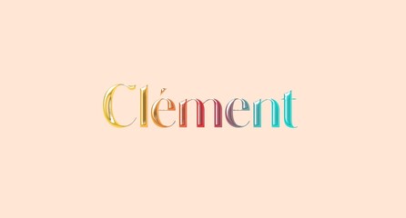 Clément name. Golden Name illustration. Colorful gradient graphic vector typography with removable background. 3D Separate european french name.