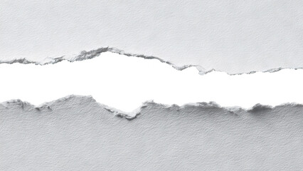 Horizontal torn paper with ripped edges and blank center, isolated on transparent cutout background